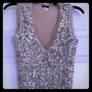 JCRew Sequined Front V-Neck Sweater Vest
